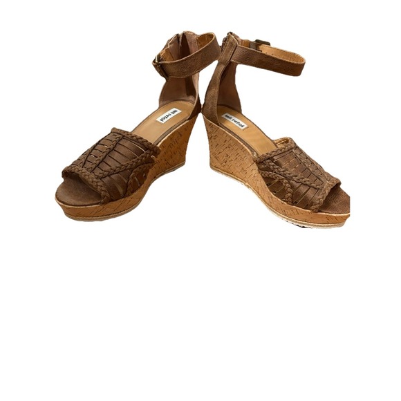 Not Rated Womens Sandals Sz 10 Cork Brown Wedge Sandal Gladiator Slingback - Picture 3 of 6